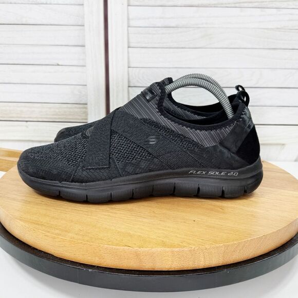 Skechers Flex Appeal 2.0 Slip Pn Comfort Sneakers Black Grey 9.5 Womens - Picture 3 of 11